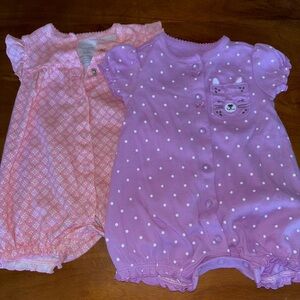 Adorable Pink and Purple Baby Rompers